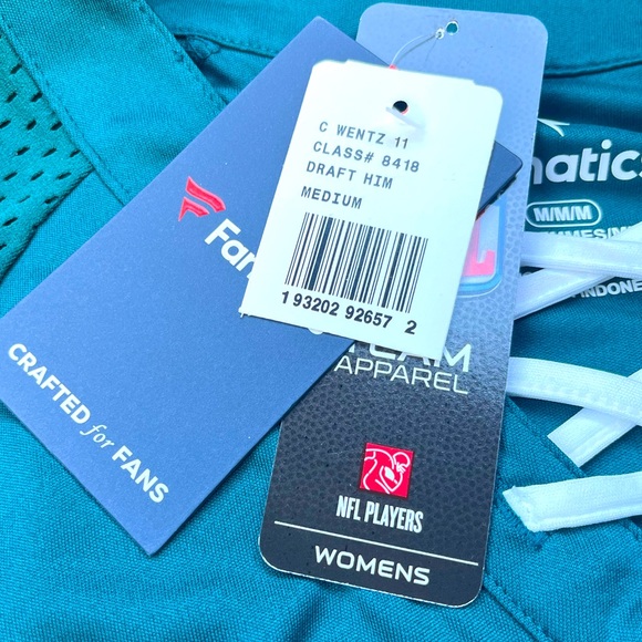 Fanatics Midnight Green Philadelphia Eagles Wentz Draft Me Lace-Up T-Shirt M NWT - Picture 6 of 10